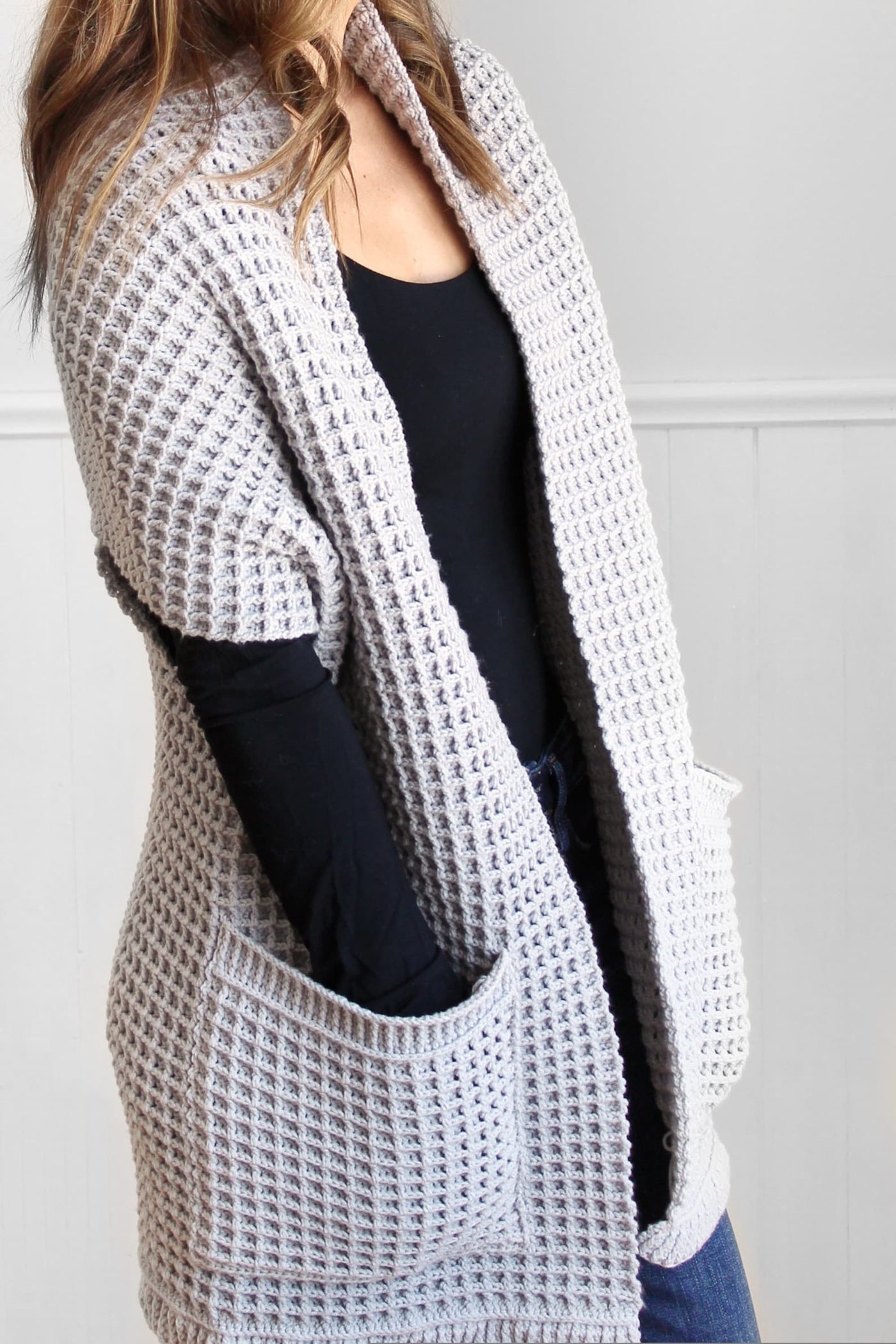 Comfy Waffle Design Cardigan Crochet Pattern