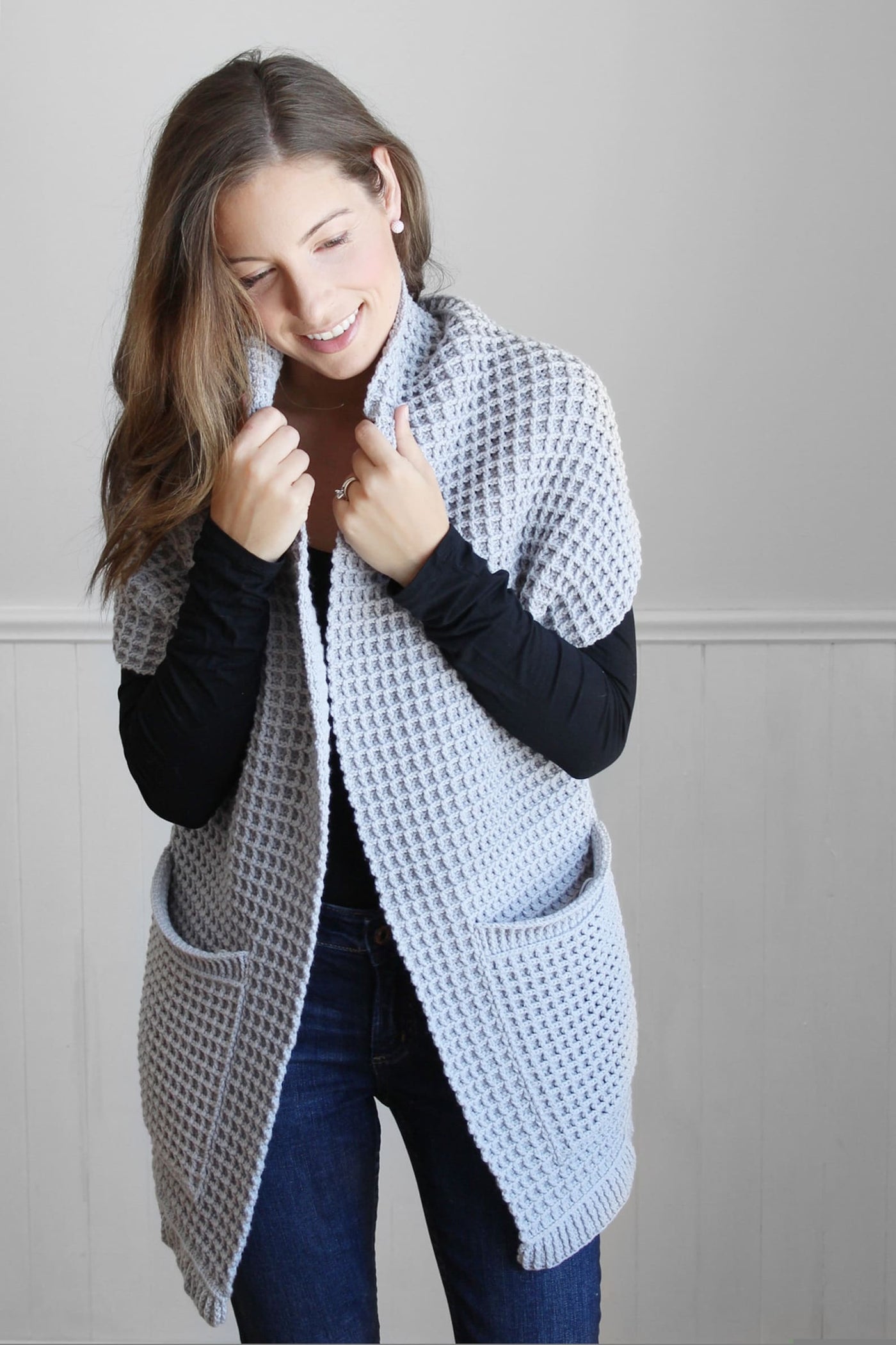 Comfy Waffle Design Cardigan Crochet Pattern