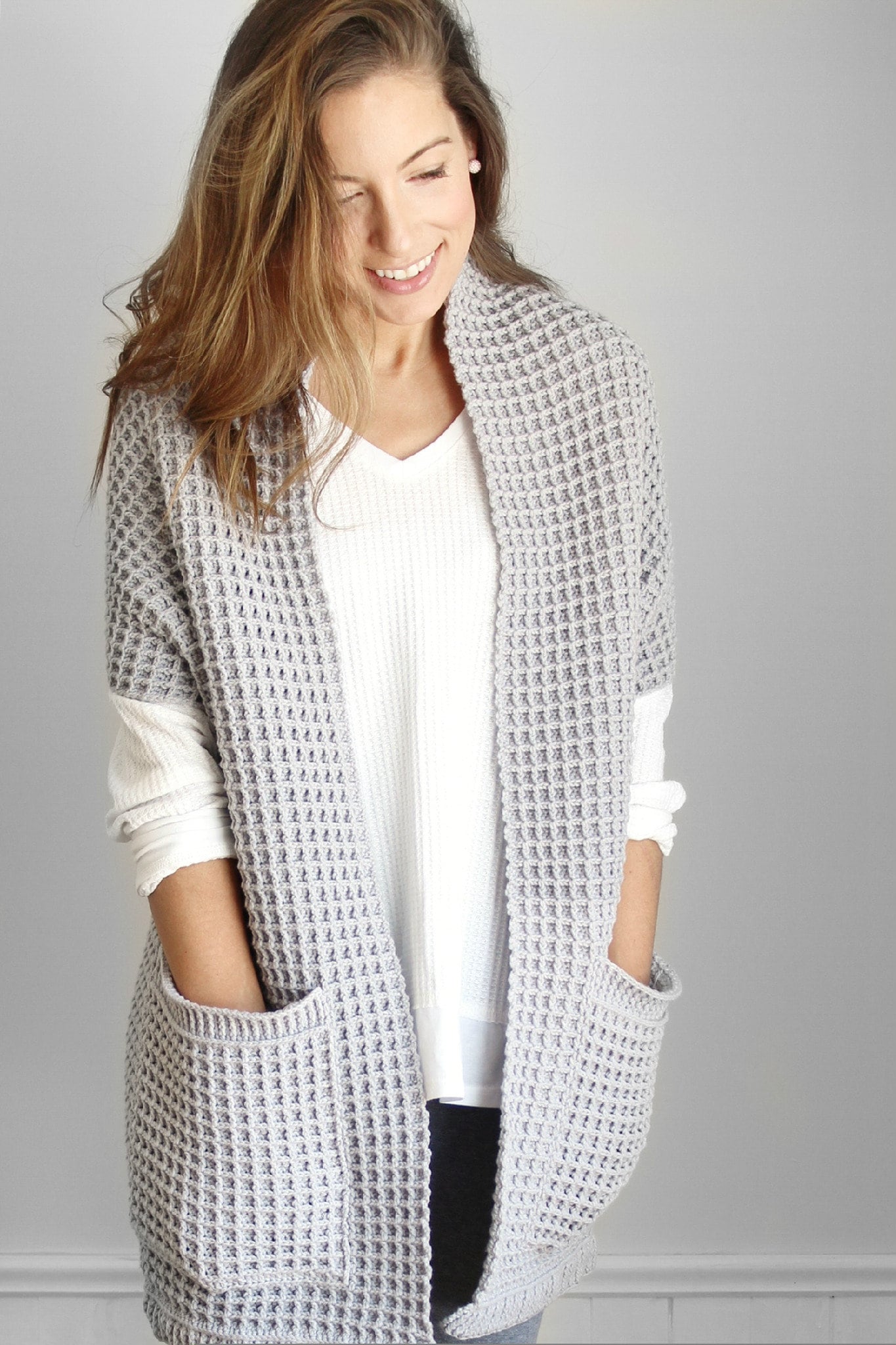 Comfy Waffle Design Cardigan Crochet Pattern