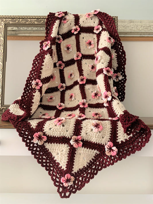 Sakura Flower Baby Blanket Crochet Pattern