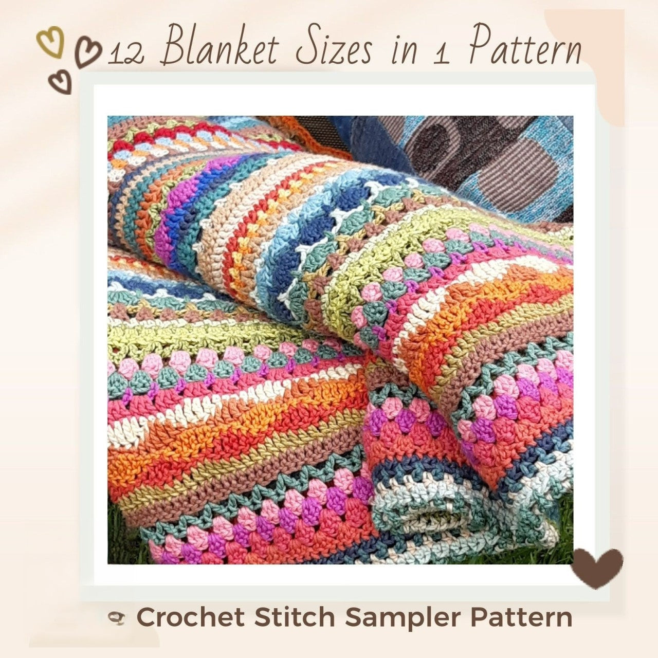 Rainbow Stripes Blanket Crochet Pattern